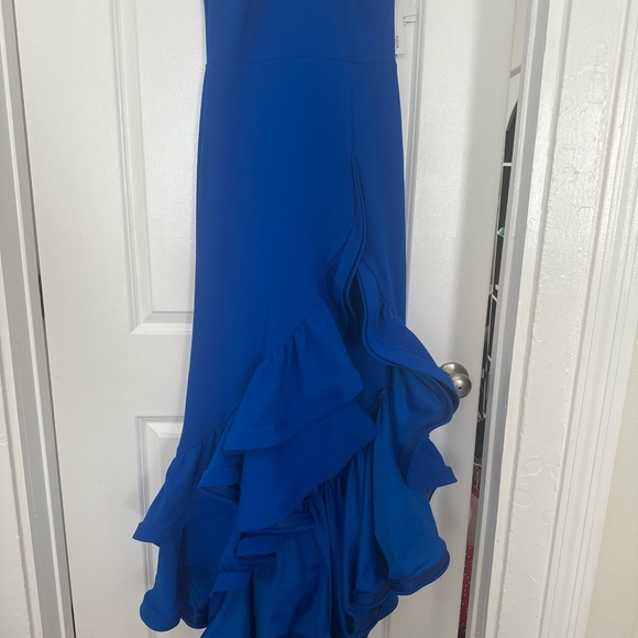 AQUA Racerback Ruffle Hem Gown - Picture 7 of 12